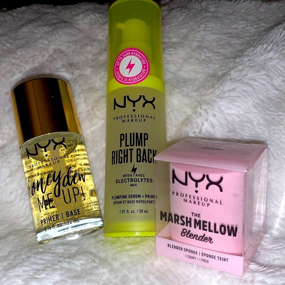 NYX Professional Makeup Bundle:HoneyDew Me up,Plump Right Back,Marsh Mellow NWT